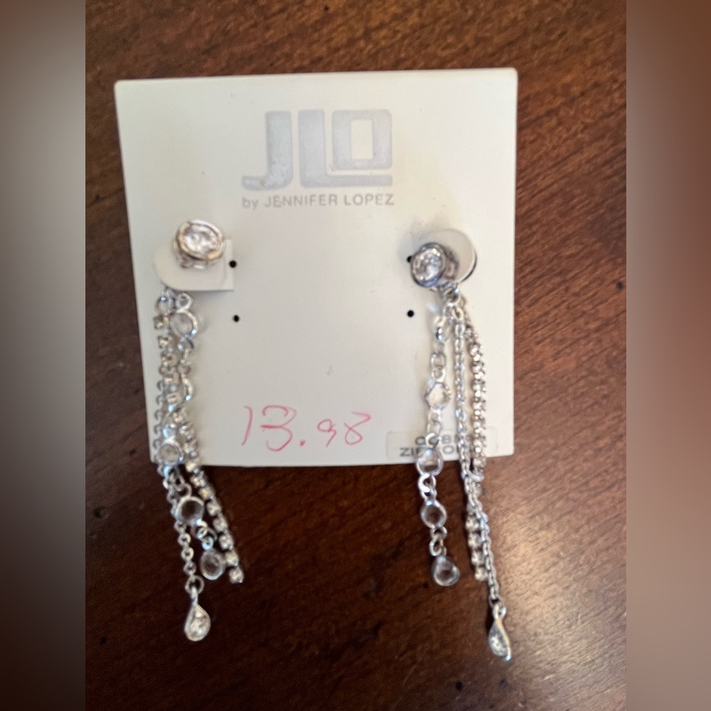 JLO by Jennifer Lopez Dazzling Silver Chain Earrings